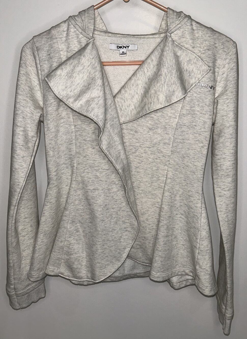 Gray DKNY Waterfall Sweater Cardigan Size XL